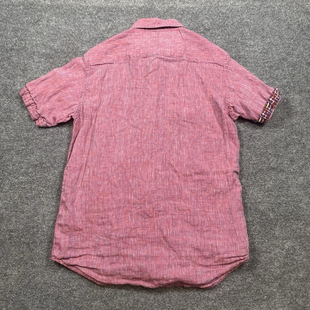 Robert Graham 100% Linen Flip Cuff Short Sleeve Button Shirt Mens Small Designer - Picture 5 of 7